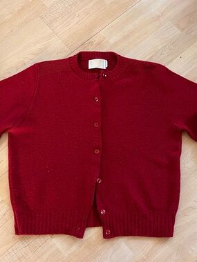 Vintage 80’s Red Women’s Sweater Button Up Longsleeve Cardigan Grandma